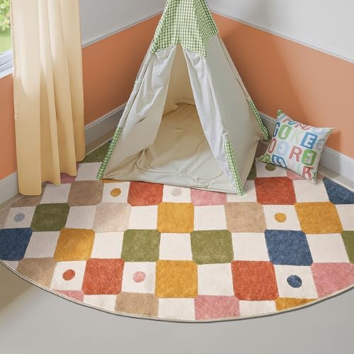 jinchan Corner Rug Washable Kids Rug Colorful Classroom Reading Nook Mat - Image 3