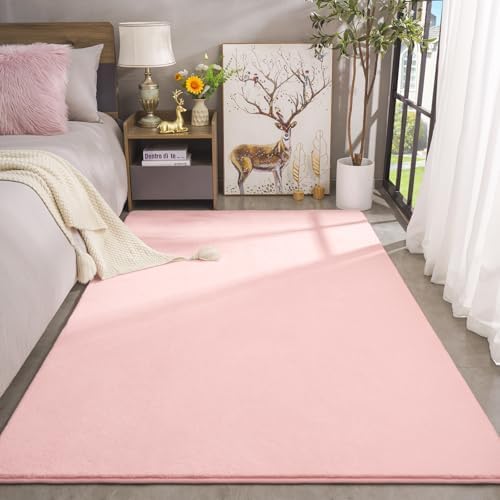 Amearea Modern Area Rugs for Bedroom Living Room, 4x6 Pink Memory Foam Rug - Image 2