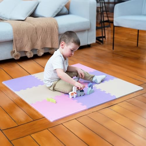 MioTetto Baby Play Mat, Comfortable Playtime Mat – Portable Foam Floor Tiles, Safe Baby mat for Floor for Crawling & Development, Soft Play mat for Babies, Stylish Interlocking Foam Tiles by MioTetto