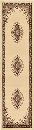 Unique Loom Reza Collection Traditional Persian Style Area Rug, 2 ft 2 in x 8 ft 2 in, Ivory/Brown by UniqueLoom
