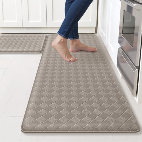 TranquilRelax 2-Piece Kitchen Mats, Cushioned Non-Slip Floor Mats, Taupe by Unknown