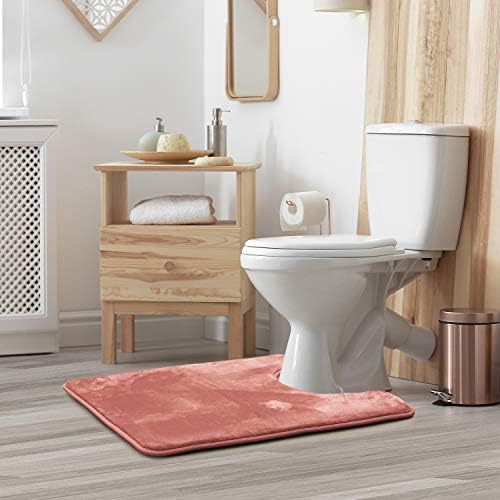 Clara Clark Bathroom Rugs, Velvet Memory Foam Bath Mat, Non-Slip, Machine Washable Bath Rugs - Dries Quickly, Ultra Soft Plush Bath Mats for Bathroom, 20 x 24, Misty Rose - Image 2