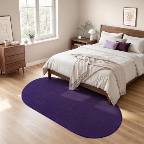ISEAU Oval Bedroom Rug 2.6x5 Non-Slip Washable Runner for Hallway Purple - Image 6