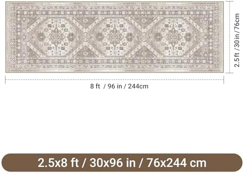 befbee 2'6"x8' Runner Rug for Hallway Washable Non Slip Kitchen Rug - Image 2