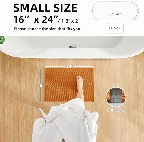 TYUU Bathroom Rugs Non Slip Washable, Super Absorbent Thin Bath Mat Small Quick Dry Low Pile Bathroom Rug, Orange 16"x24" - Image 2