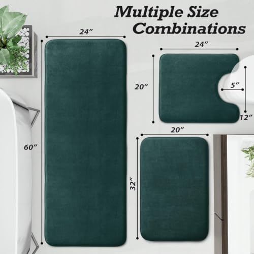 HUXMEYSON Bathroom Rugs Sets 3 Piece, Non-Slip & Quick Dry Bath Mat Set, Ultra Soft Velvet Bath Rugs for Bathroom, Toilet and Shower Floor, Peacock Blue - Image 2