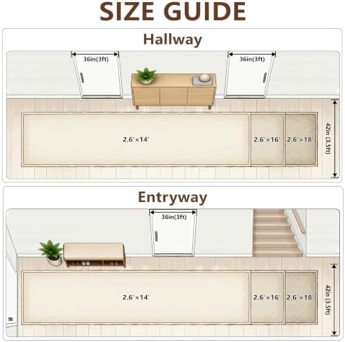 Washable Carpet Runners for Hallway 14ft-Non Slip Floor Runners for Dogs, Abstract Hallway Runner Rug with ‌Silicone Backing, Stain Resistant Rug for Indoor High Traffic,2.6x14,Brown - Image 2