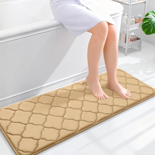 OLANLY Memory Foam Bath Mat Rug 47x17, Ultra Soft Bathroom Rugs, Beige by OLANLY