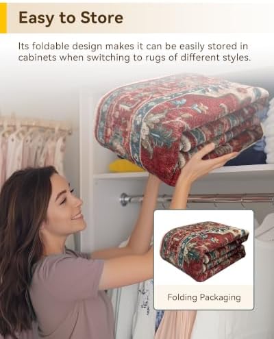 RELEANY Washable Area Rug, Runner 2'6"x10', Red/Blue - Image 7