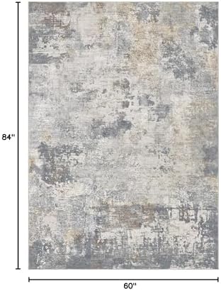 UERMEI 5x7 Area Rug Living Room Rugs - Washable Neutral Modern Abstract Soft Thin Large Rug Indoor Floor No Slip Rug Carpet for Bedroom Under Dining Table Home Office Decor - Blue Grey - Image 2