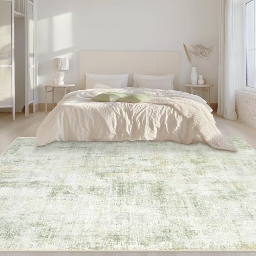 Area Rugs 5x7 Living Room: Washable Rug Modern Abstract Rugs Soft Non Slip Neutral Rug Stain Resistant Indoor Carpet for Bedroom Kitchen Dining Room Nursery Home Office Rugs(Green Brown,5'x7') - Image 3