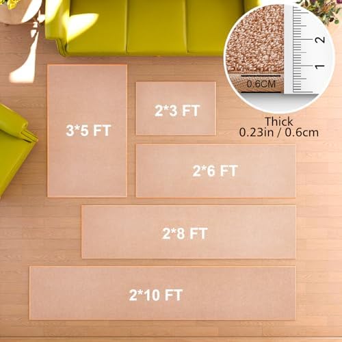 Runner Rug with Non Slip Rubber Backing 2' * 6', Washable Soft Floor Carpet for Kitchen, Hallway, Entryway Indoor, Bedroom, Laundry, Low Pile Area Rugs, Solid Color with Pointillism Style, Camel - Image 2