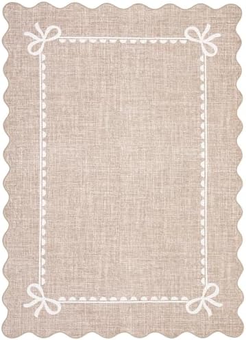 GarveeHome Scalloped Bow Rug 8x10 Washable Camel Rug for Living Room - Image 4