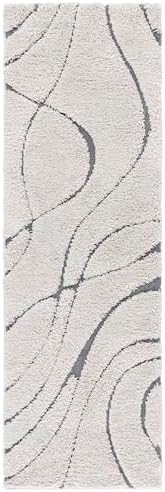 SAFAVIEH Florida Shag Runner Rug 2'3"x11', Soft Cream & Grey SG471-1180 - Image 3