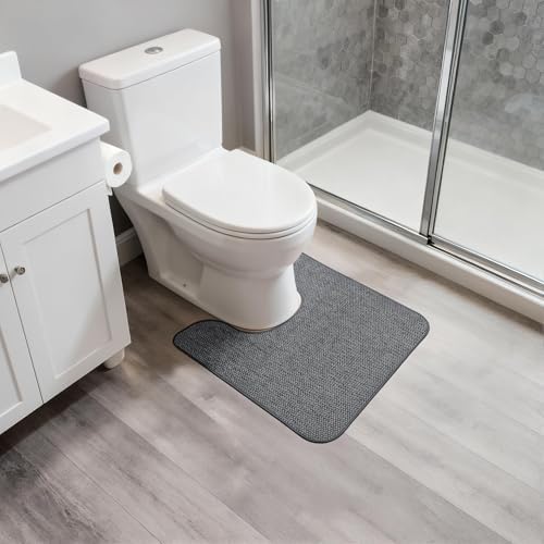 Bosap Toilet Rugs U Shaped Bathroom Rug,Machine Washable Non Slip Quick Dry Super Absorbent Ultra Thin Toilet Mats for Bathroom Toilet.Dark Grey,1'8"x2'(20x24inch) - Image 6