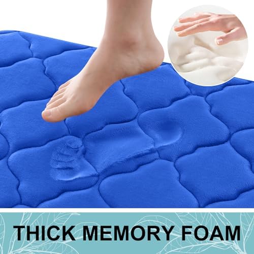 OLANLY Memory Foam Bath Mat Rug 47x24, Ultra Soft Bathroom Rugs, Royal Blue - Image 3