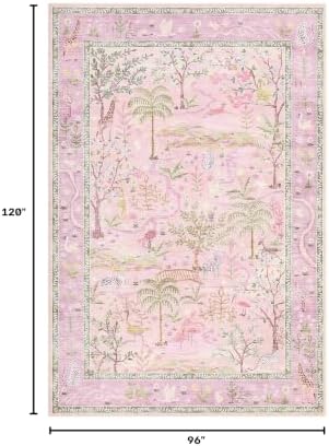 8x10 Washable Rug for Living Room Purple Animal Print Large Bedroom Rugs Non Slip Forest Nursery Girls Room Throw Carpet Stain Resistant Whimsical Safari Area Rugs for Home Office, Lavender - Image 2