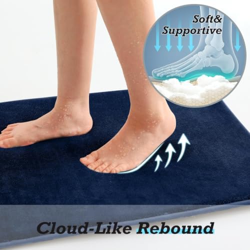 HUXMEYSON Bathroom Rugs Sets 3 Piece, Non-Slip & Quick Dry Bath Mat Set, Ultra Soft Velvet Bath Rugs for Bathroom, Toilet and Shower Floor, Navy - Image 7