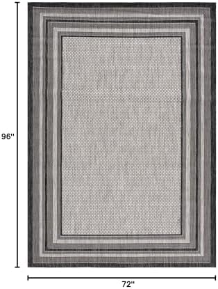 SAFAVIEH Washable Rug Outdoor Courtyard Collection - 6' x 8', Light Grey & Black, Non-Shedding & Easy Cleaning, Ideal for Patio, Entryway, Mudroom, Hallway, Kitchen (CY8475-37612) - Image 2