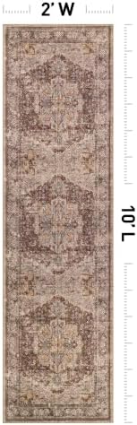 Rugshop Traditional Medallion Washable Non-Slip Runner Rug, 2'x10' Brown - Image 2