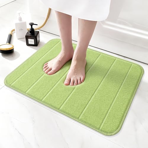 Memory Foam Bath Mat 24" x 16", Ultra Soft Absorbent Bathroom Rug Non Slip, Machine Washable Bath Rug for Bathroom, Shower and Tub,Green by Unknown
