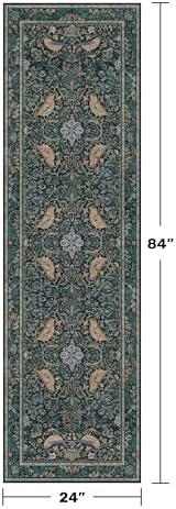 Hazo Haus Boho Blue 2x7 Extra Long Runners for Large Kitchen - Vintage Floral Runner Rug for Bathroom, Hallway, Laundry Room, Bedroom, Entrance, Washable Non Slip Low Pile - Image 2