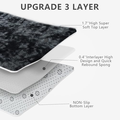 10X14 Large Area Rugs for Living Room Bedroom,Big Shag Rug for Bedroom Dorm,Soft Fluffy Indoor Carpet Plush Rugs for Living Room Home Decor(Mottling Black, 10X14 Feet) - Image 5