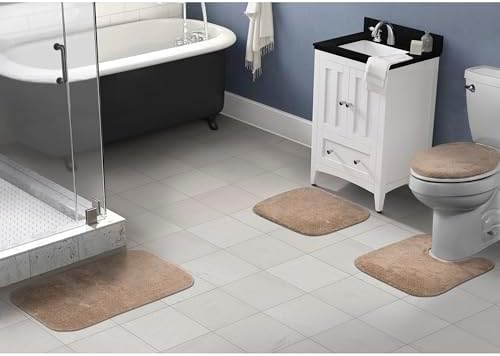 Garland Rug Traditional 4 Piece Nylon Washable Bathroom Rug Set Taupe - Image 2