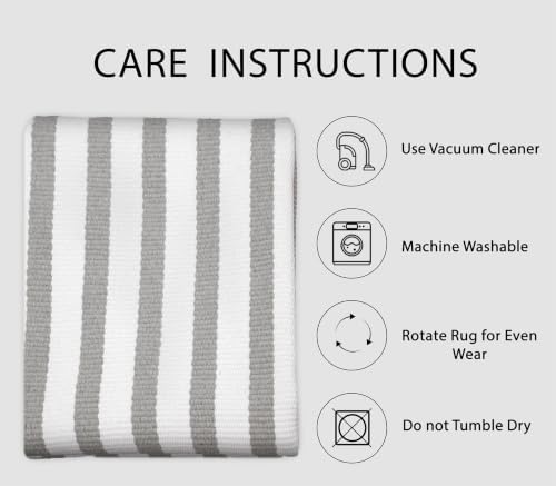 IOHOUZE 2x3 Striped Outdoor Door Mat, Washable Porch Rug, Grey White - Image 3