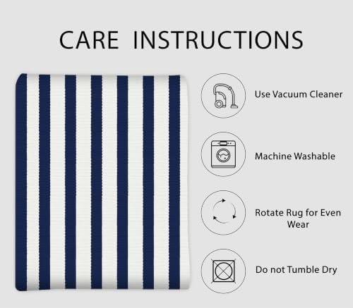 IOHOUZE 3x5 Striped Entryway Rug, Washable Front Door Mat, Navy White - Image 5