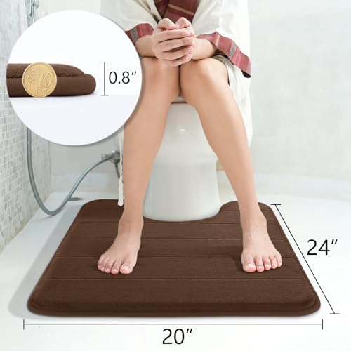 Yimobra Memory Foam Toilet Bath Mat U-Shaped, Soft and Comfortable, Super Water Absorbent, Non-Slip, Machine Wash and Easy to Dry for Bathroom Commode Contour Rug, 24 X 20 Inches, Brown - Image 3