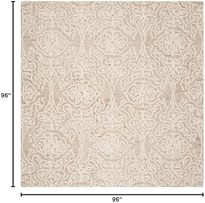 SAFAVIEH Blossom Collection Area Rug - 8' Square, Beige & Ivory, Handmade Wool, Ideal for High Traffic Areas in Living Room, Bedroom (BLM112B) - Image 2