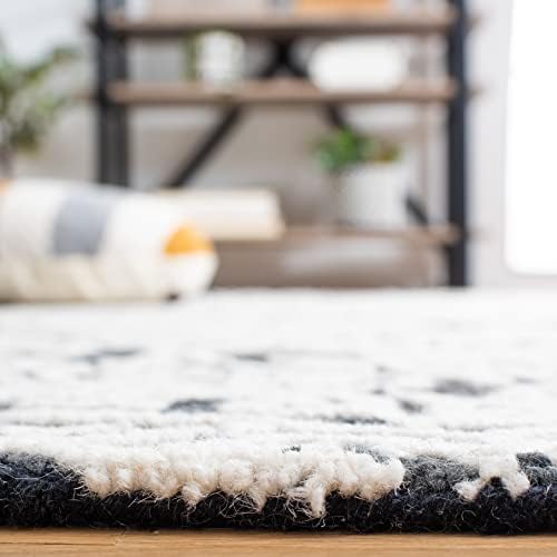 SAFAVIEH Blossom Collection Area Rug - 5' x 8', Black & Ivory, Handmade Wool, Ideal for High Traffic Areas in Living Room, Bedroom (BLM112Z) - Image 5