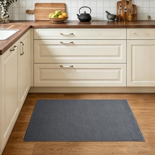 2x3 Dark Grey Solid Area Rug Washable Non-Slip Soft for Entryway Front Door - Image 2