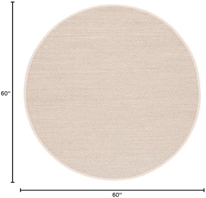SAFAVIEH Natural Fiber Round Rug 5' Textured, Marble & Beige NF143C - Image 2
