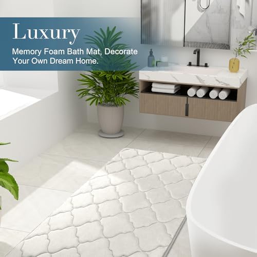 OLANLY Memory Foam Bath Mat Rug 30x20, Ultra Soft Bathroom Rugs, Cream - Image 6