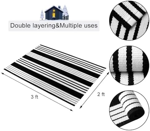 Halloween Door Mat 24"x35" Black and White Outdoor Rugs Fall Front Door Rug - Image 2