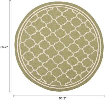 SAFAVIEH Washable Rug Outdoor Courtyard Collection - 7'10" Round, Green & Beige, Non-Shedding & Easy Cleaning, Ideal for Patio, Backyard, Mudroom (CY6918-244) - Image 4