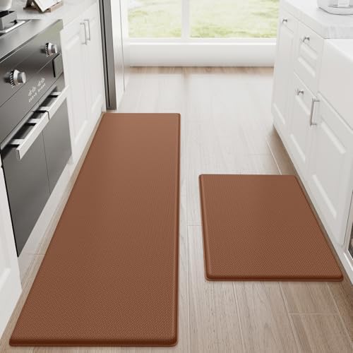 StepRite Kitchen Mats for Floor, 2-Pack Anti-Fatigue Rugs, Terracotta Brown by Bringcushiontoyourlife