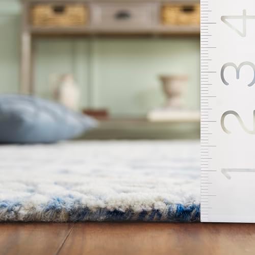 SAFAVIEH Blossom Collection Runner Rug - 2'3" x 10', Blue & Ivory, Handmade Wool, Ideal for High Traffic Areas in Living Room, Bedroom (BLM107B) - Image 5