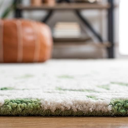 SAFAVIEH Blossom Collection Area Rug - 6' Square, Green & Ivory, Handmade Wool, Ideal for High Traffic Areas in Living Room, Bedroom (BLM112Y) - Image 7