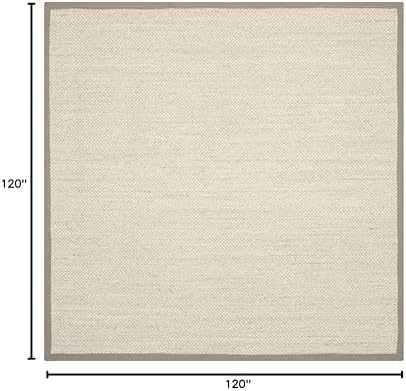 SAFAVIEH Natural Fiber Square Rug 10' Textured, Marble & Khaki NF143E - Image 2