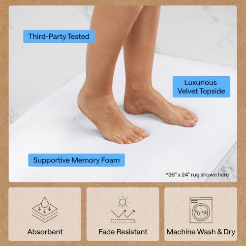 GORILLA GRIP® Memory Foam Bath Rug for Bathroom, 24x17 White - Image 5