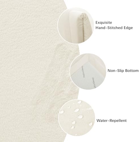 Huloo Sleep Ultra Soft Baby Play Mat for Floor,1.3" Thick Elasti-Foam 47x47 Play Mat for Playpen,Water-Repellent Coral Velvet for Tummy Time, Non-Slip Backing Safe for Toddlers & Infants（Cream） - Image 2