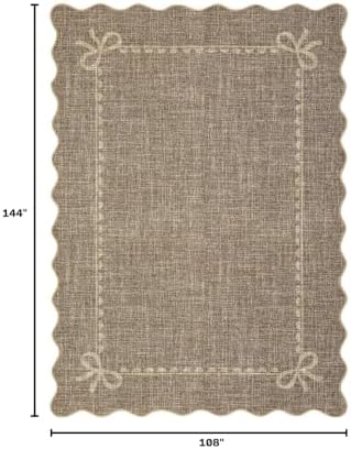 GarveeHome Scalloped Bow Rug 9x12 Washable Brown Rug for Living Room - Image 2
