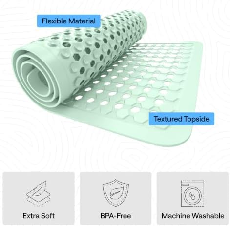 GORILLA GRIP Square Shower Stall Mat, Bathtub Floor Mat, 21x21 Mint Opaque - Image 4