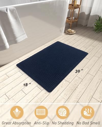 Upgraded Waffle Bath Mat Ultra Absorbent Non Slip Bathroom Mat, 18" x 30" - Image 2