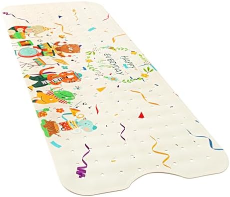 YINENN Bath and Shower Safety Mats 40x16 inch, Non Slip with Suction Cups for Bathroom Stall and Tub Floor, Extra Large and Machine Washable, Drain Holes Keep Bathtub Clean, Colored Animals by YINENN