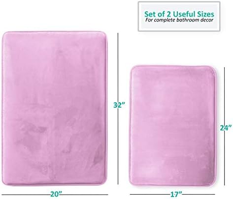 Clara Clark Bathroom Rug Set, 2 Piece Velvet Memory Foam Bath Mats with Non-Slip PVC Backing - Lavender Dream, Dries Quickly, Washable, Waterproof, Fade Resistant - 17x24 + 20x32 inches - Image 3