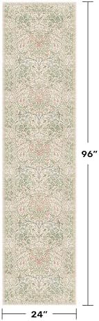 Beige Green Washable 2x8 Rug Runner Non Slip for Kitchen, Bathroom, Hallway - Image 2